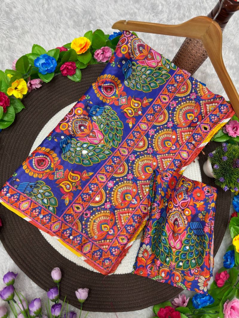 D No 210 By St Chinon Silk Patola With Peacock Printed Saree